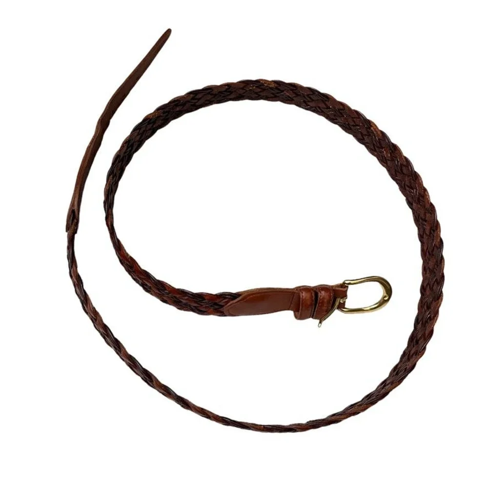 Coach Braided Woven Leather Belt in British Tan Size 42/105